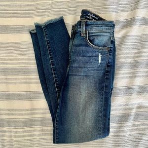7 for all mankind high waist distressed ankle skinny jeans